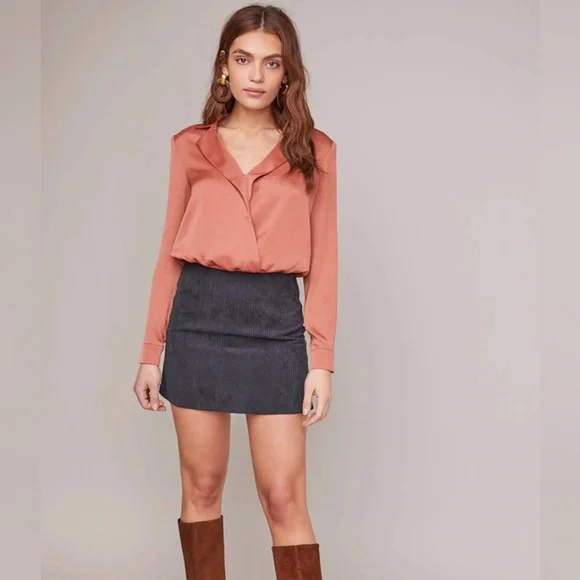 ASTR The Label Women's Calypso Long Sleeve Cropped Collared Blouse Top Large NWT - Picture 12 of 15